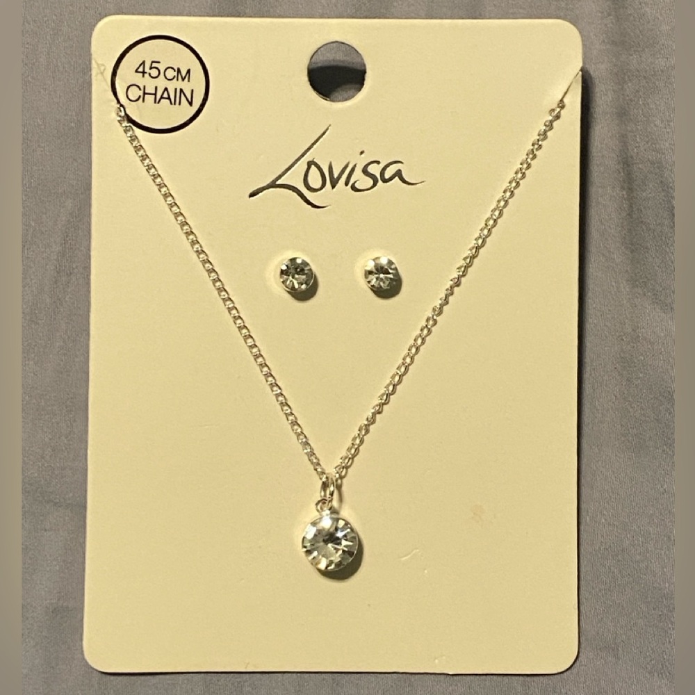 Elegant Lovisa Faux Diamond Studs and Necklace